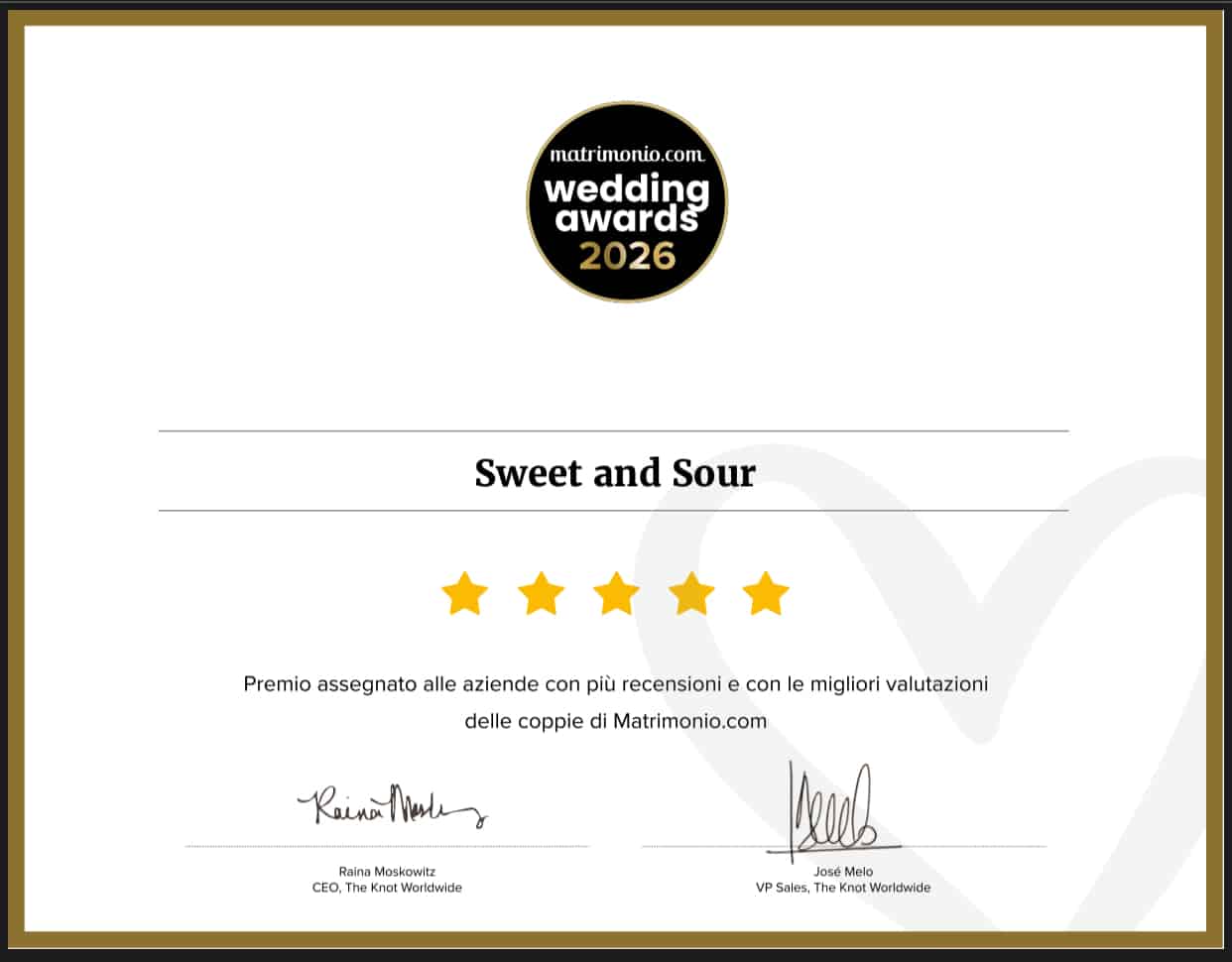 Wedding Awards 2026 Matrimonio.com